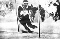 <b>Ałuś</b> podczas startu na MŚ w Val Gardena (Włochy), 1970 r.